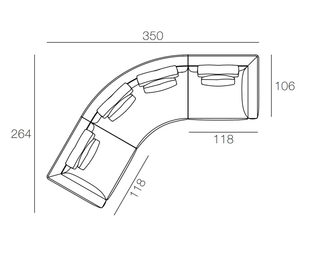 3-местный изогнутый диван CTS SALOTTI Capetown ARCH-00103319 - Вид №2