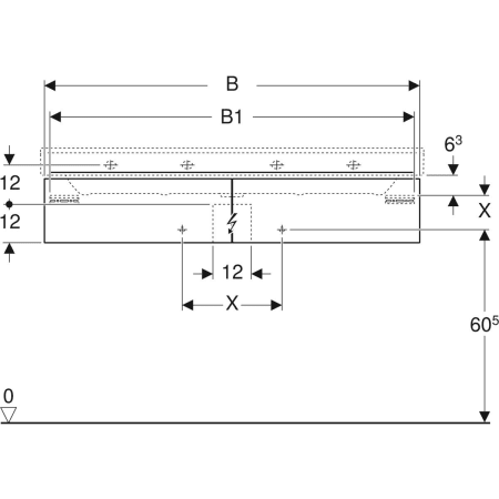 500.517.01.1 Шкафчик для раковины Geberit Xeno² шириной от 120см, с двумя выдвижными ящиками Geberit  - Вид №3