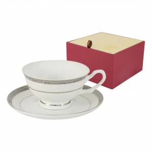 Чашка фарфоровая с блюдцем белая с серым "Бостон" ANNA LAFARG EMILY БОСТОН 00-3946833 Белый;серый