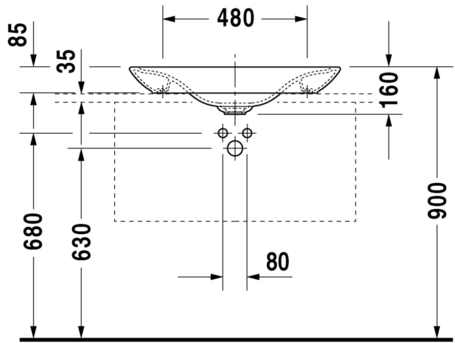 0369700000 Накладная раковина на столешницу  овальная Duravit PuraVida - Вид №4