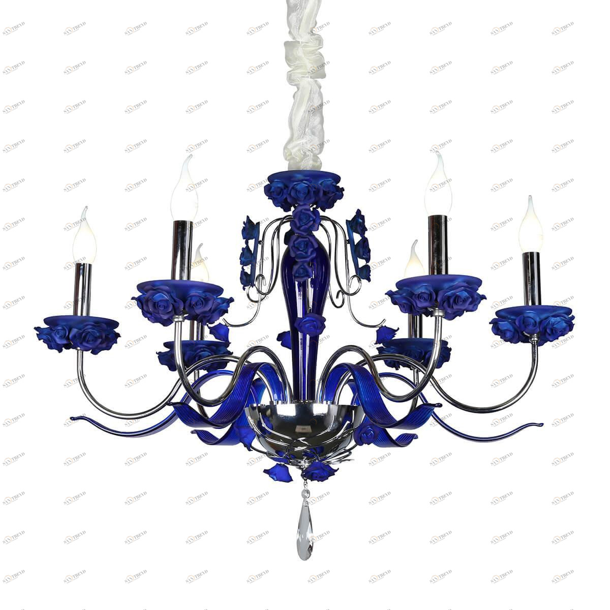 Подвесная люстра Omnilux Muntiggioni OML-70403-06 OMNILUX ДИЗАЙНЕРСКИЕ, MUNTIGGIONI CHROME 187093 Синий 