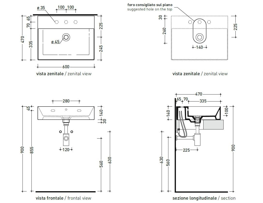 Керамическая прямоугольная столешница Ceramica Flaminia AppLight ARCH-00118551 - Вид №3