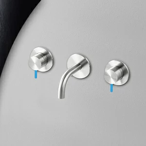 Смеситель для раковины сталь глянцевая с синей ручкой Toki Radomonte TKI27SCIL26