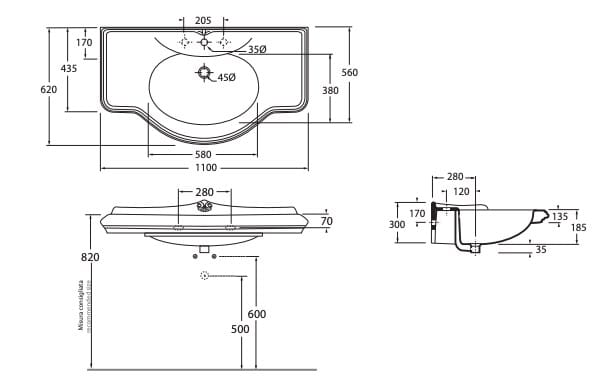 Керамическая раковина на колонне Azzurra Ceramica Jubilaeum ARCH-00039265 - Вид №4
