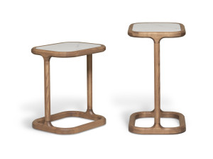 Прямоугольный журнальный столик из ясеня и мраморной столешницы