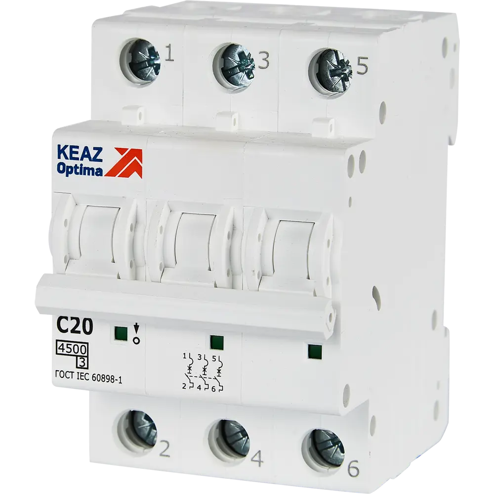 Автоматический выключатель КЭАЗ Opti Din BM63 3P 20А для надежной защиты электросети 89206646 STLM-1112684