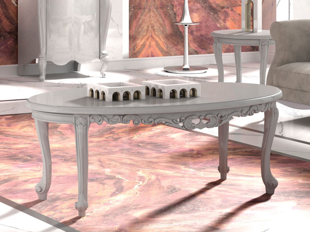 Деревянный овальный журнальный столик CASA +39 Изумруд ARCH-00091251