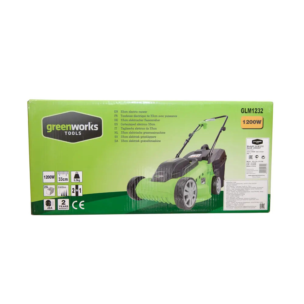 Газонокосилка электрическая GreenWorks GLM1232 1200 Вт 33 см 18802714 STLM-2018524  - Вид №10