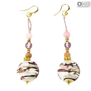 3474 ORIGINALMURANOGLASS Серьги с авантюрином - муранское стекло - Original Murano Glass OMG 5 см