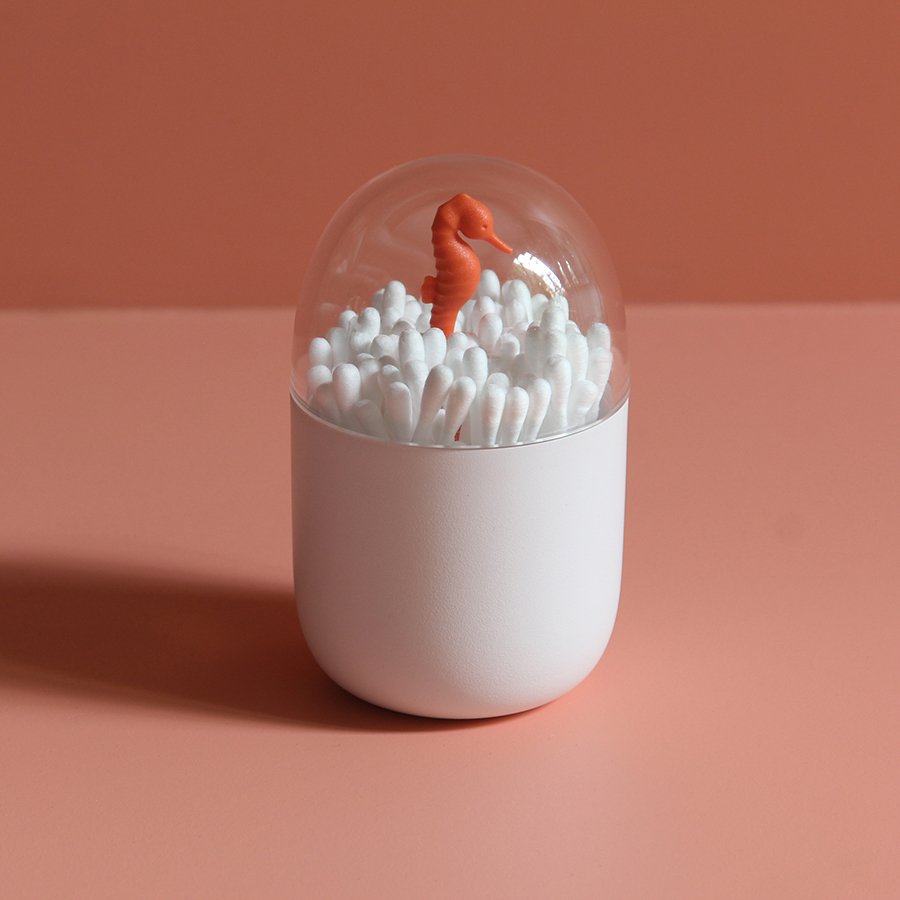 Контейнер для ватных палочек Seahorse белый QUALY  00-3869429 Белый;прозрачный  - Вид №1