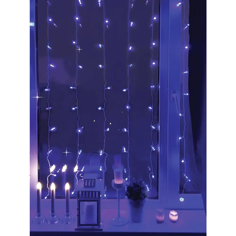 Электрогирлянда наружная «Занавес» 1.5x1.5 м 100 LED синий IP44 82309535 STLM-2037386 Santreyd 