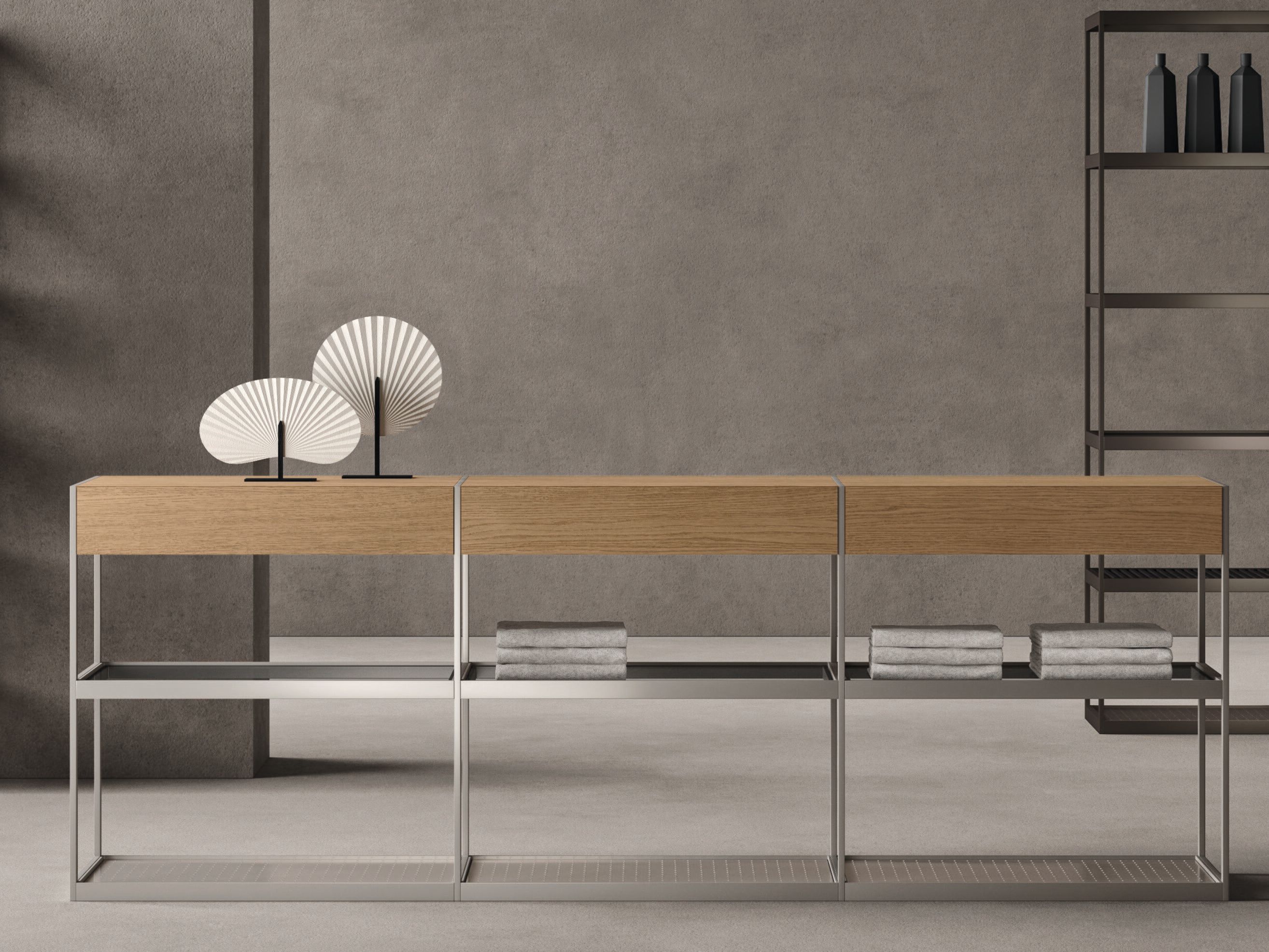 Алюминиевый и дубовый шкаф для ванной комнаты Noorth Fjord ARCH-00073543