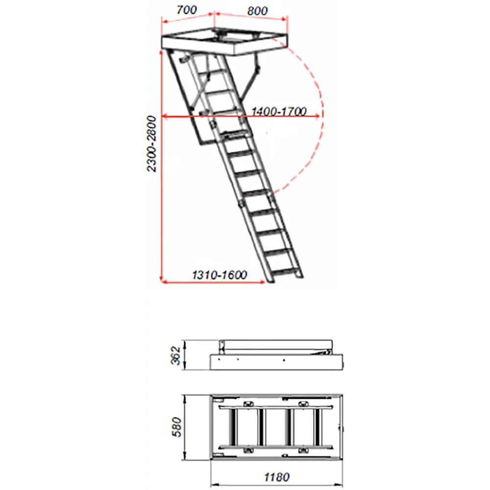 OPTISTEP Чердачная лестница ножничного типа с теплоизоляцией 82665033 STLM-0033262 - Вид №5