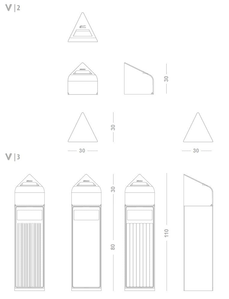 Держатель для мусора с крышкой и пепельницей для наружного использования Viscio Urban Design VERSA V2/V3 ARCH-00081696 - Вид №3