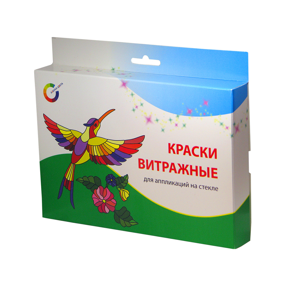 27К-12.20-30 Набор красок по стеклу для аппликаций 12 цв. 20 мл Азбука Цвета 