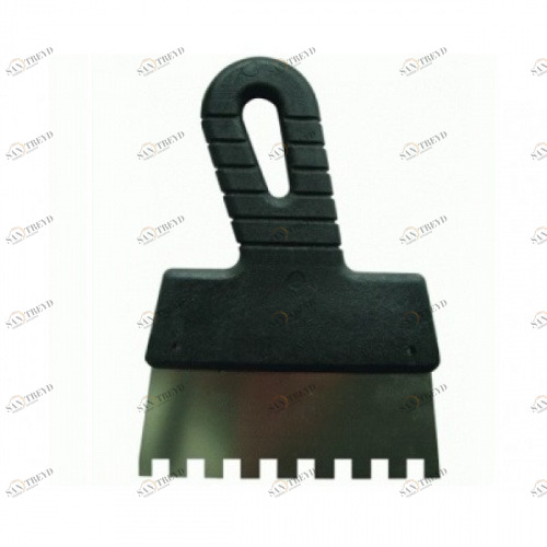 Шпатель зубчатый 100мм зуб 4х4мм с пластмассовой ручкой СИБРТЕХ 12269