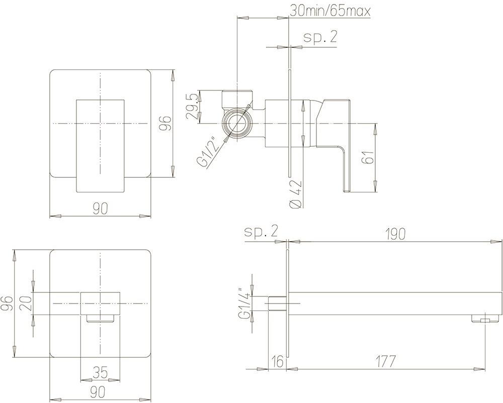 Paini Dax 84CR208RQ смеситель встраиваемый для раковины  - Вид №1