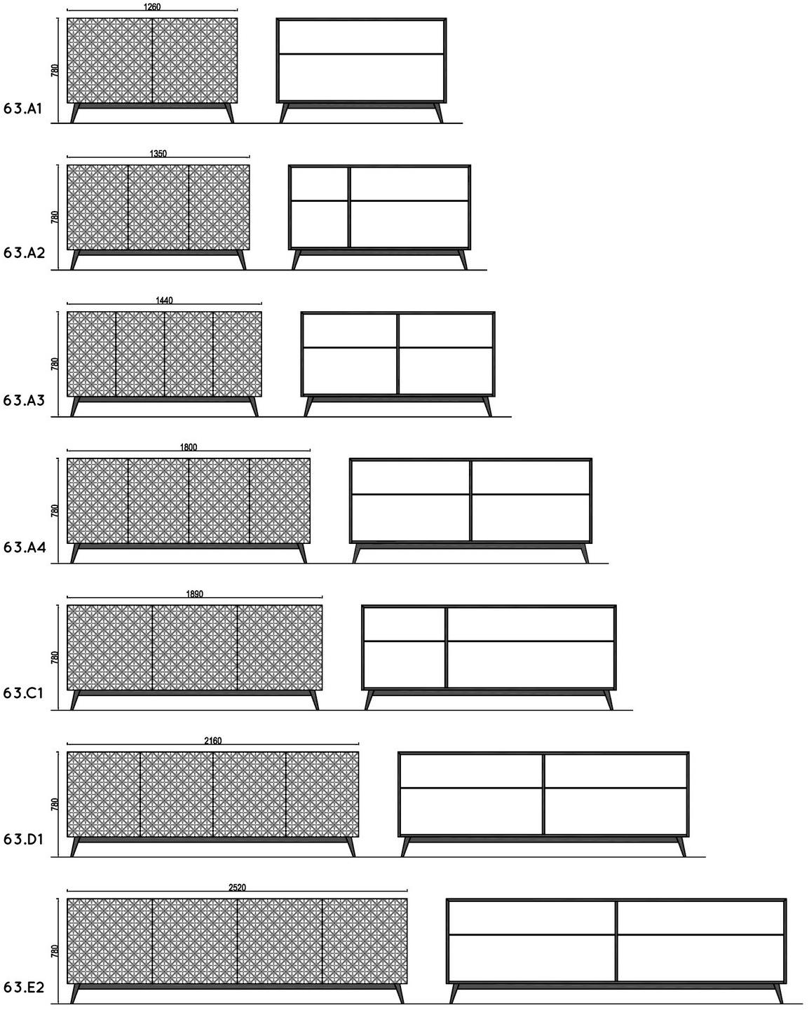 Barba design Буфет из лакированной древесины с распашными дверцами Tiles 63.c1 - Вид №2