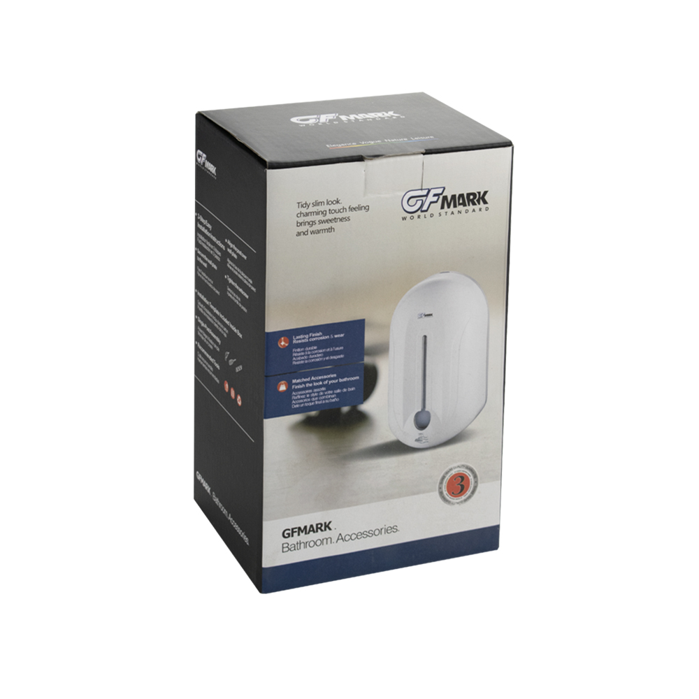 GFmark - Дозатор сенсорный для дезинфекции, пластик АБС, белый, с полоской, 1000 мл, код: 717  - Вид №5