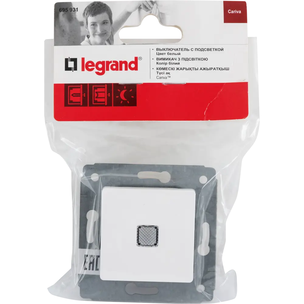Выключатель встраиваемый Legrand Cariva 1 клавиша с подсветкой, цвет белый 11647977 STLM-2137381 - Вид №6