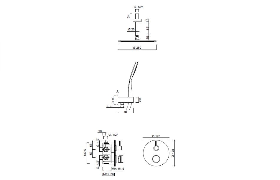 Встраиваемый набор для душа с ручным душем Rubinetteria Giulini MyRing Deluxe ARCH-00145919 - Вид №2