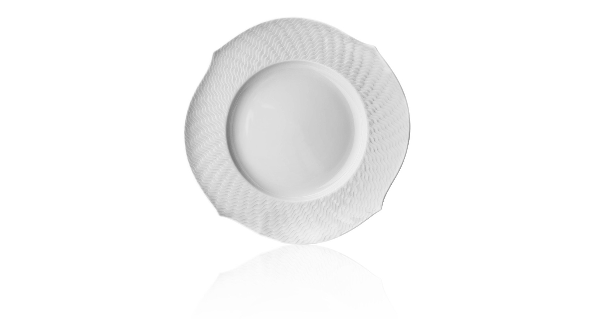10645325 Meissen Набор из 6 тарелок обеденных Meissen "Игра волн, рельеф, белый", 28,5см Фарфор, Керамика  - Вид №1