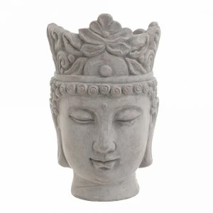 Статуэтка декоративная цементная 25 см серая Buddha TO4ROOMS ЛИЦА 00-3893741 Серый