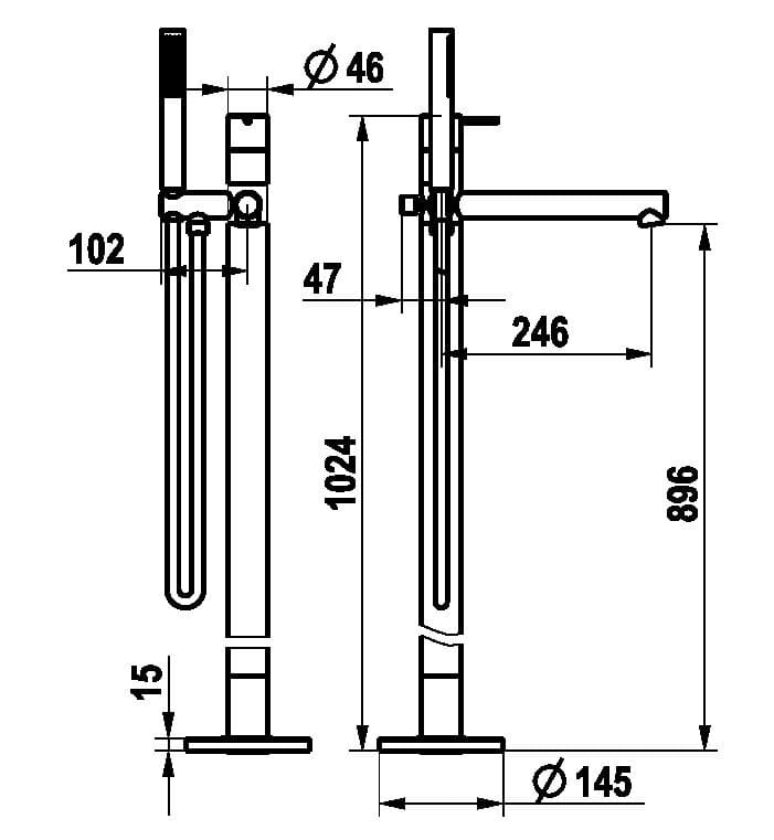 Смеситель для ванны с ручным душем KWC ONO E ARCH-00126239 - Вид №2