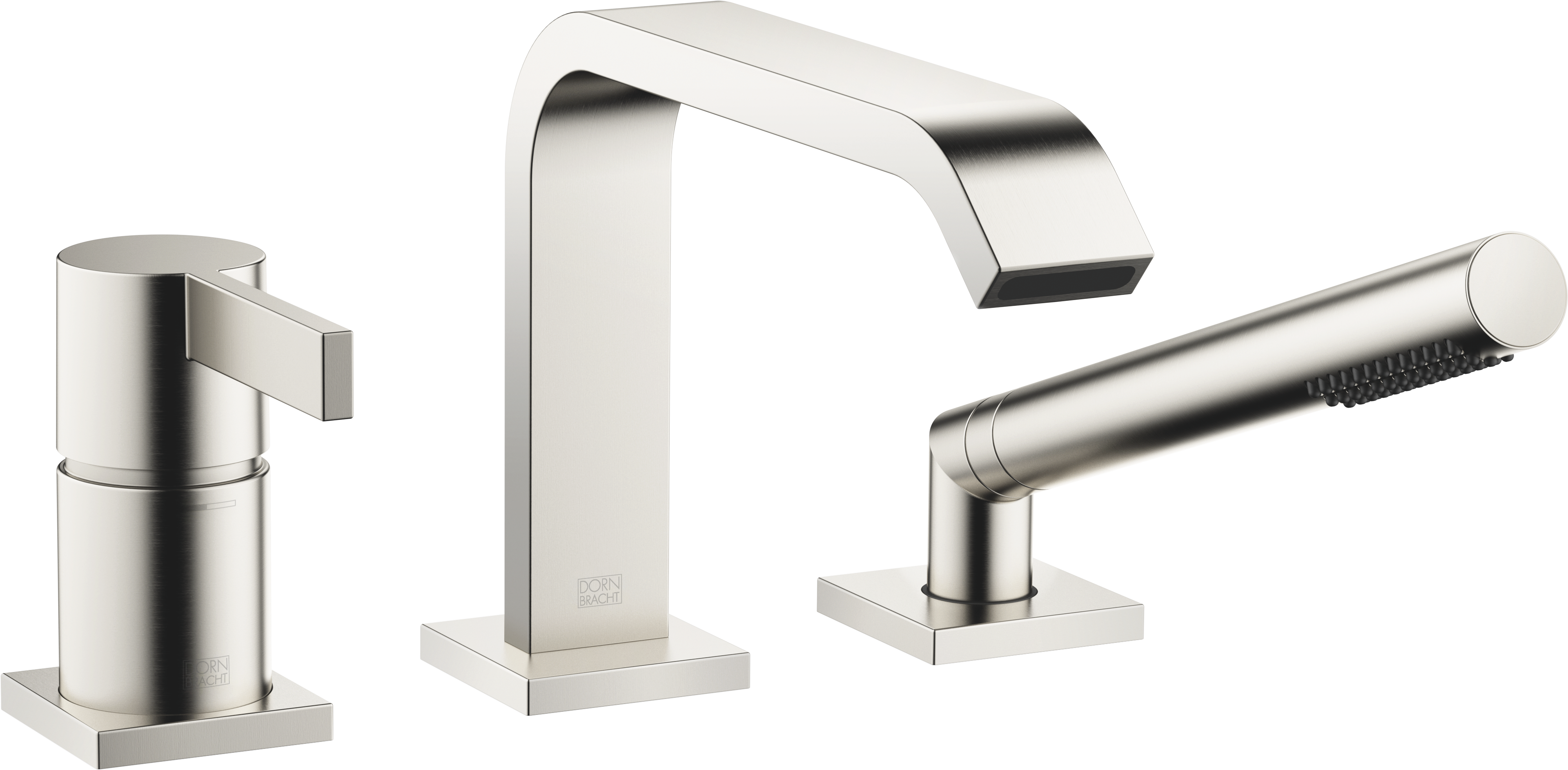 IMO Смеситель для ванны, однорычажный, на три отверстия, для установки на край ванны или на край плитки - Матовая платина