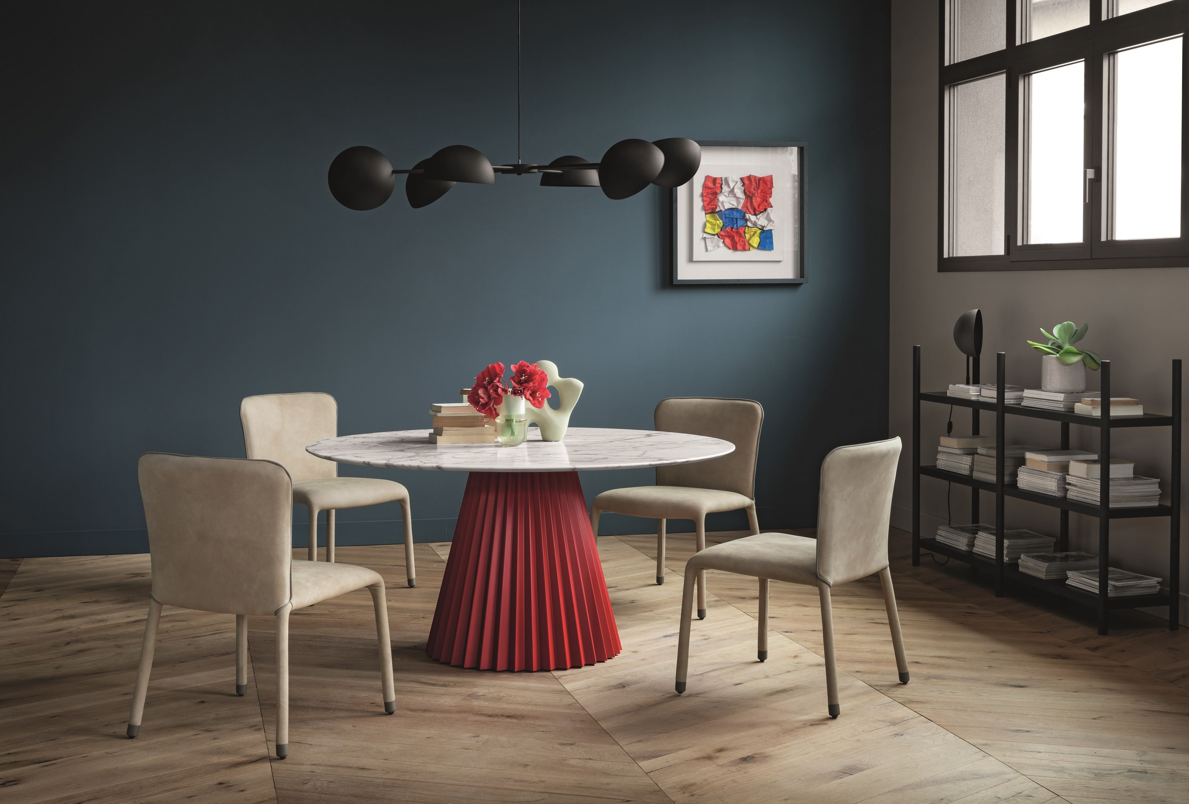 Круглый мраморный стол с металлическим основанием Midj плиссе ARCH-00026167 - Вид №4