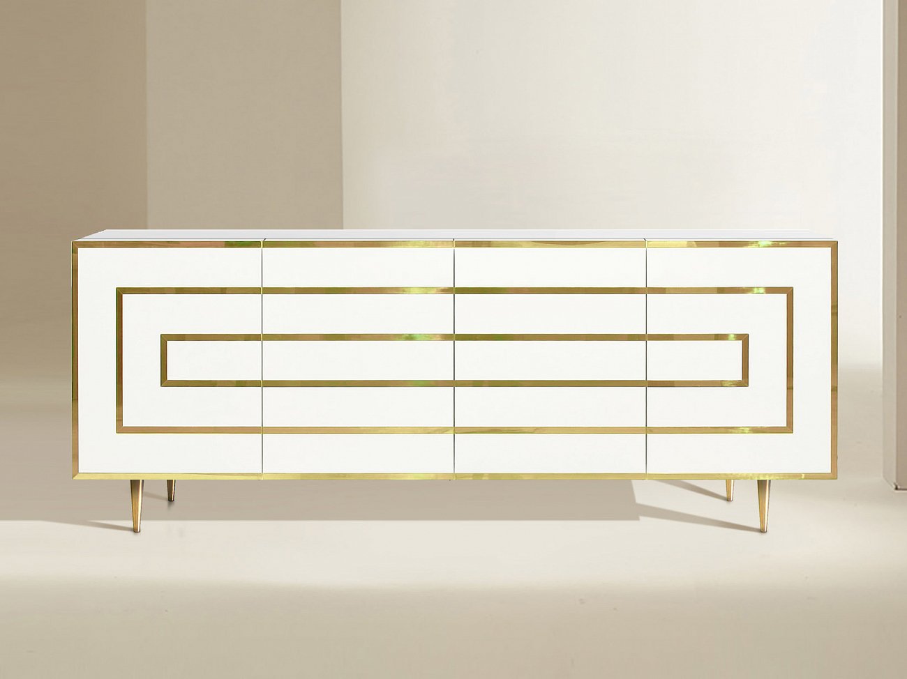 Тумба длинная с 4 дверцами белая эмаль White&Brass ACWD WHITE&BRASS 00-3981945 Белый  - Вид №1