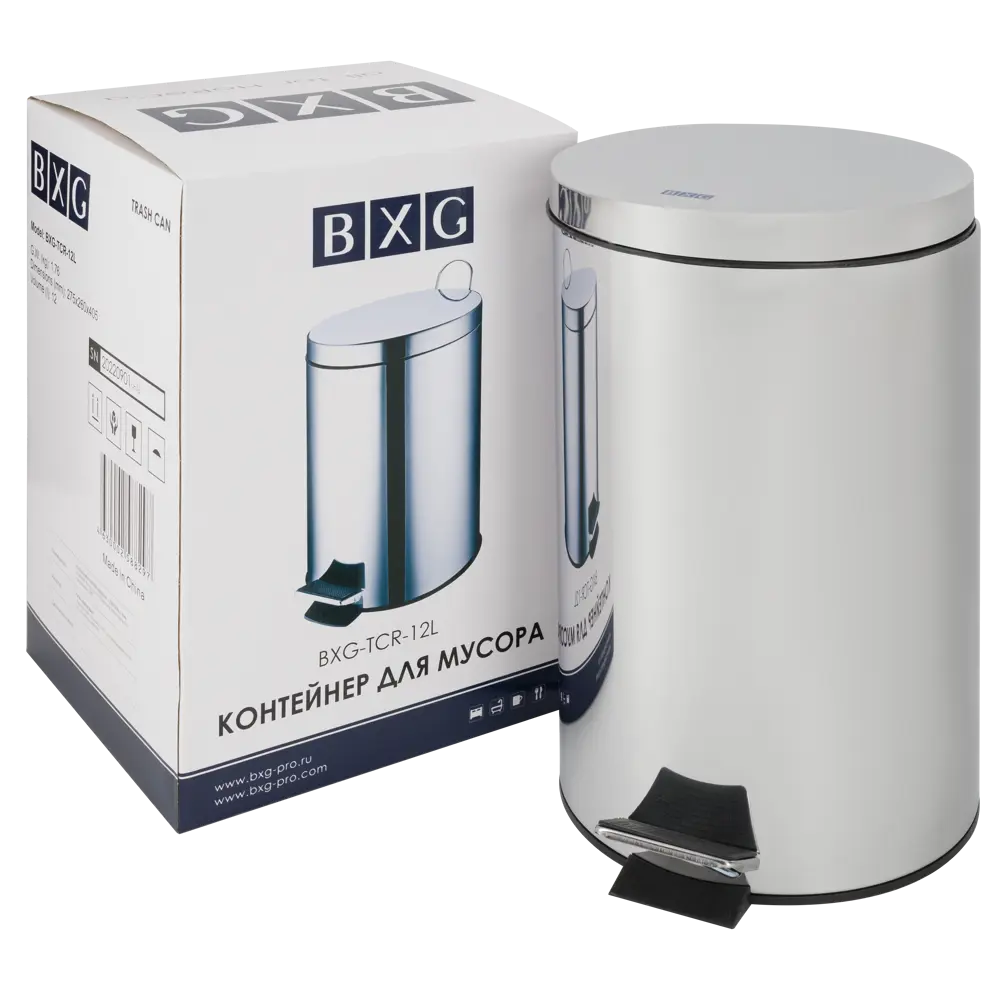 Контейнер для мусора BXG TCR- 12L, 12 л, сталь, цвет глянцевый хром STLM-2151590 - Вид №4