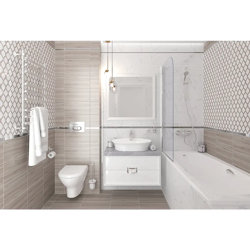 Плитка настенная Statuario с узором 20х40 см 1.2 м² цвет серый 82794867 STLM-2183191 Santreyd - Вид №3
