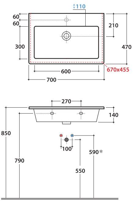 Fo100.bi / fo070.bi Подвесная раковина настенная овальная Ceramica Globo FORTY3 белая - Вид №5