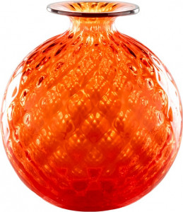 10640952 VENINI Ваза Venini "Монофиори Баллотон" 16,5х14см (оранжевая, окантовка индиго) Стекло