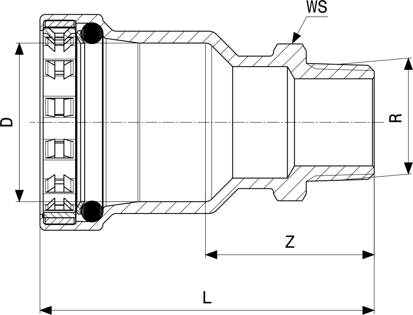 769 628 Модель 4311 Трубопроводные системы  Megapress S  Переходники/​переходные угольники Santreyd  - Вид №3