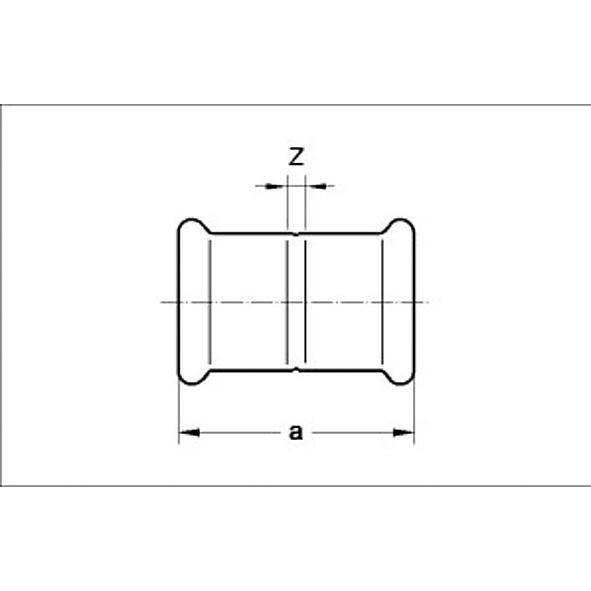 11027014 SANHA 10270 пресс-фитинг газ, медь, муфта ВПр-ВПр 14 мм  - Вид №1
