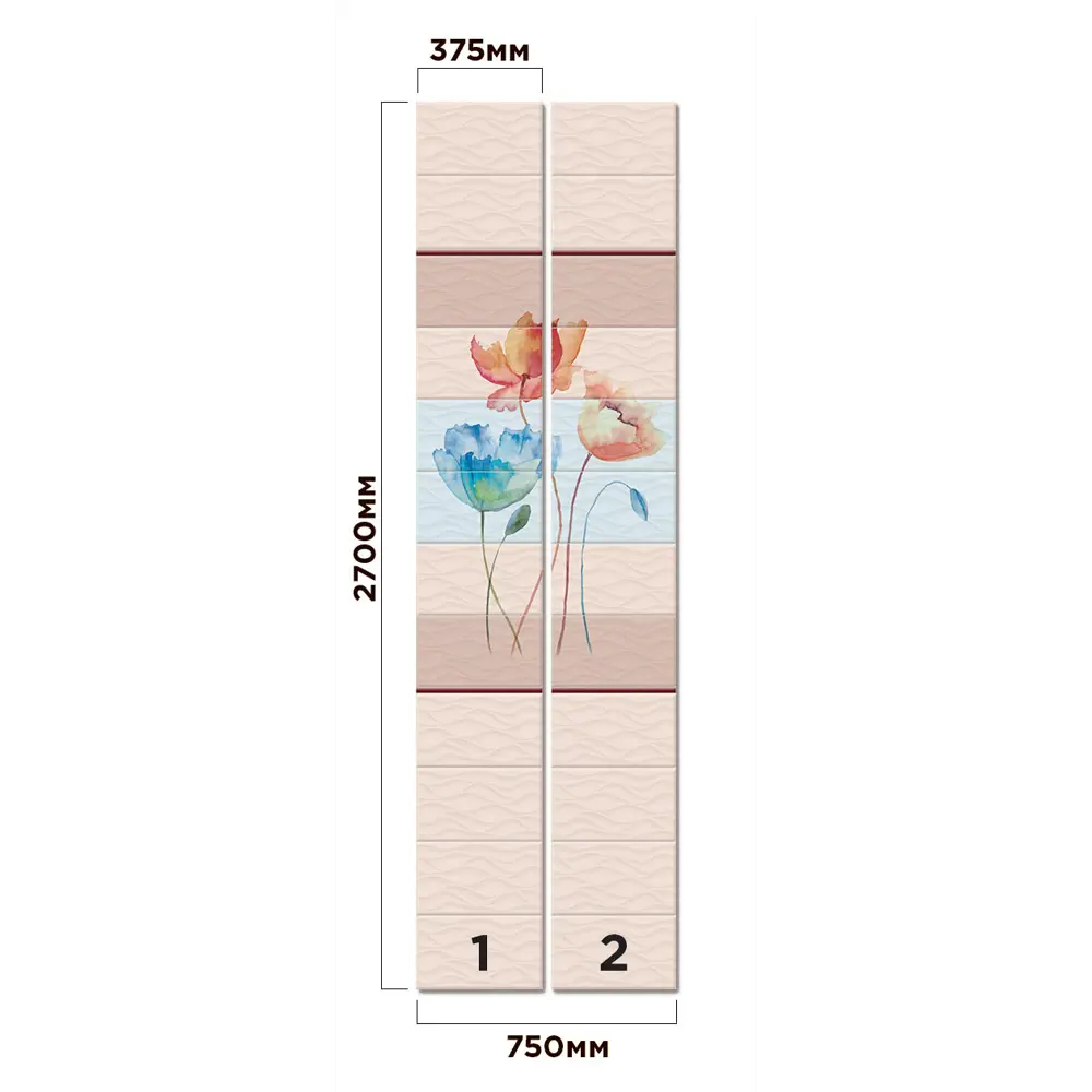Комплект панелей ПВХ Акварель 8 мм 2700х375 мм 2.02 м² 2 шт VENTA STLM-2095109 - Вид №2