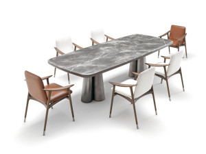 Прямоугольный стол с мраморной столешницей