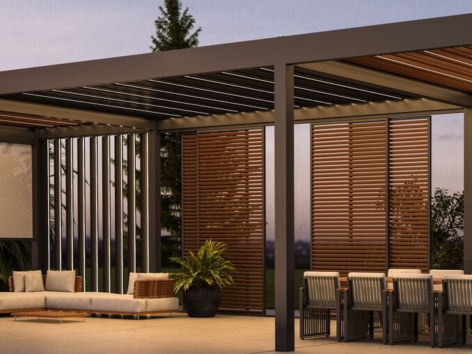 Экструдированные алюминиевые раздвижные ограждения для биоклиматических беседок GLM Outdoor Solutions BARCODE ARCH-00037907