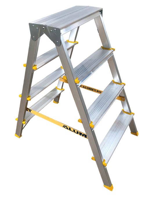 Стремянка алюминиевая двухсторонняя с анодированным покрытием Premium ALUMET АРD 9204