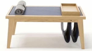 Egoitaliano Низкий прямоугольный журнальный столик из дуба с подносом