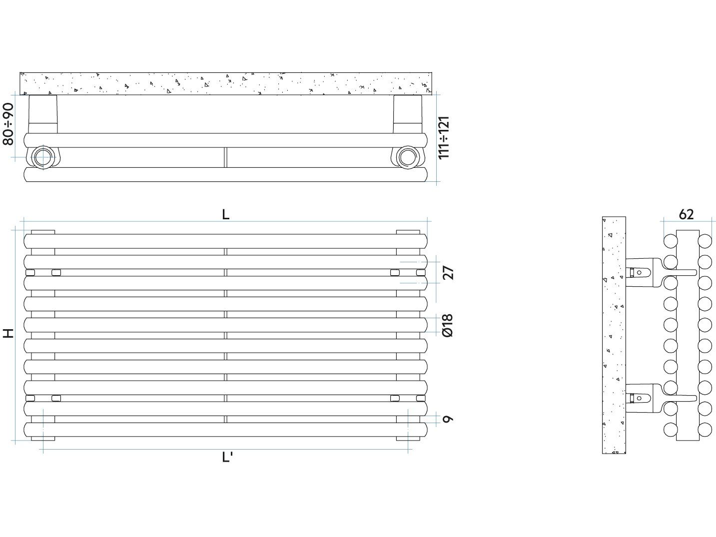 Стальной модульный горизонтальный мебельный радиатор Irsap Арфа ARCH-00011439 - Вид №2