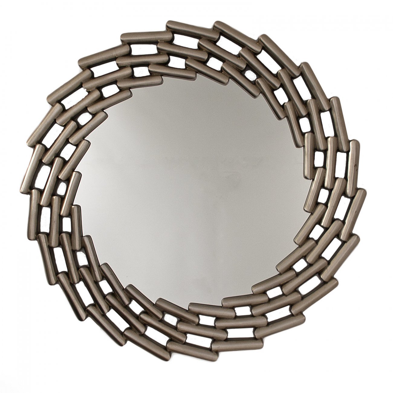 Зеркало большое круглое в витой раме Silver Leaf PUSHA ДИЗАЙНЕРСКИЕ 062517 Серебро  - Вид №1