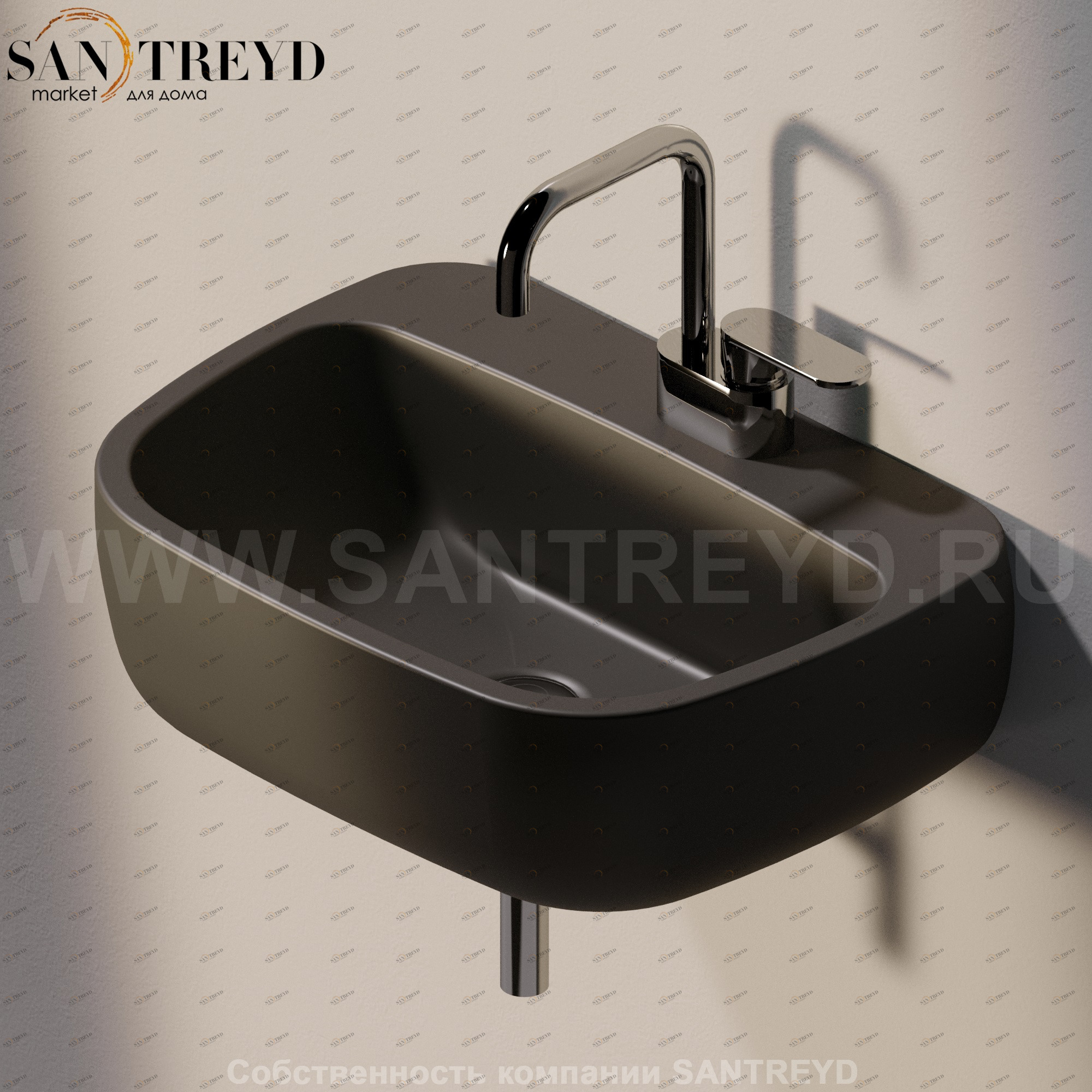 MN54L7006 Подвесная раковина настенная прямоугольная Ceramica Flaminia Mono черная