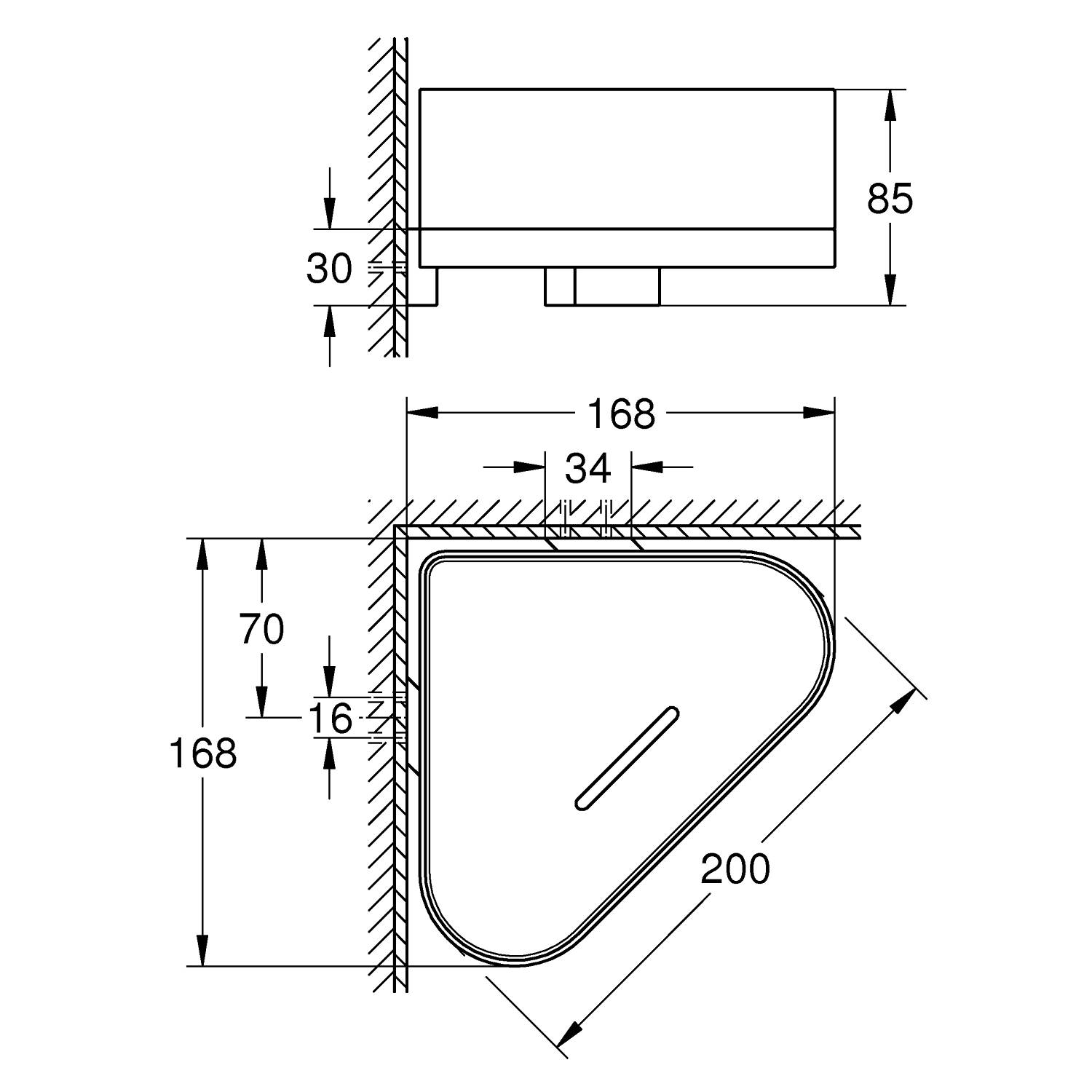 Полочка для душа GROHE Selection, угловая с держателем, темный графит глянец (41038A00) - Вид №1