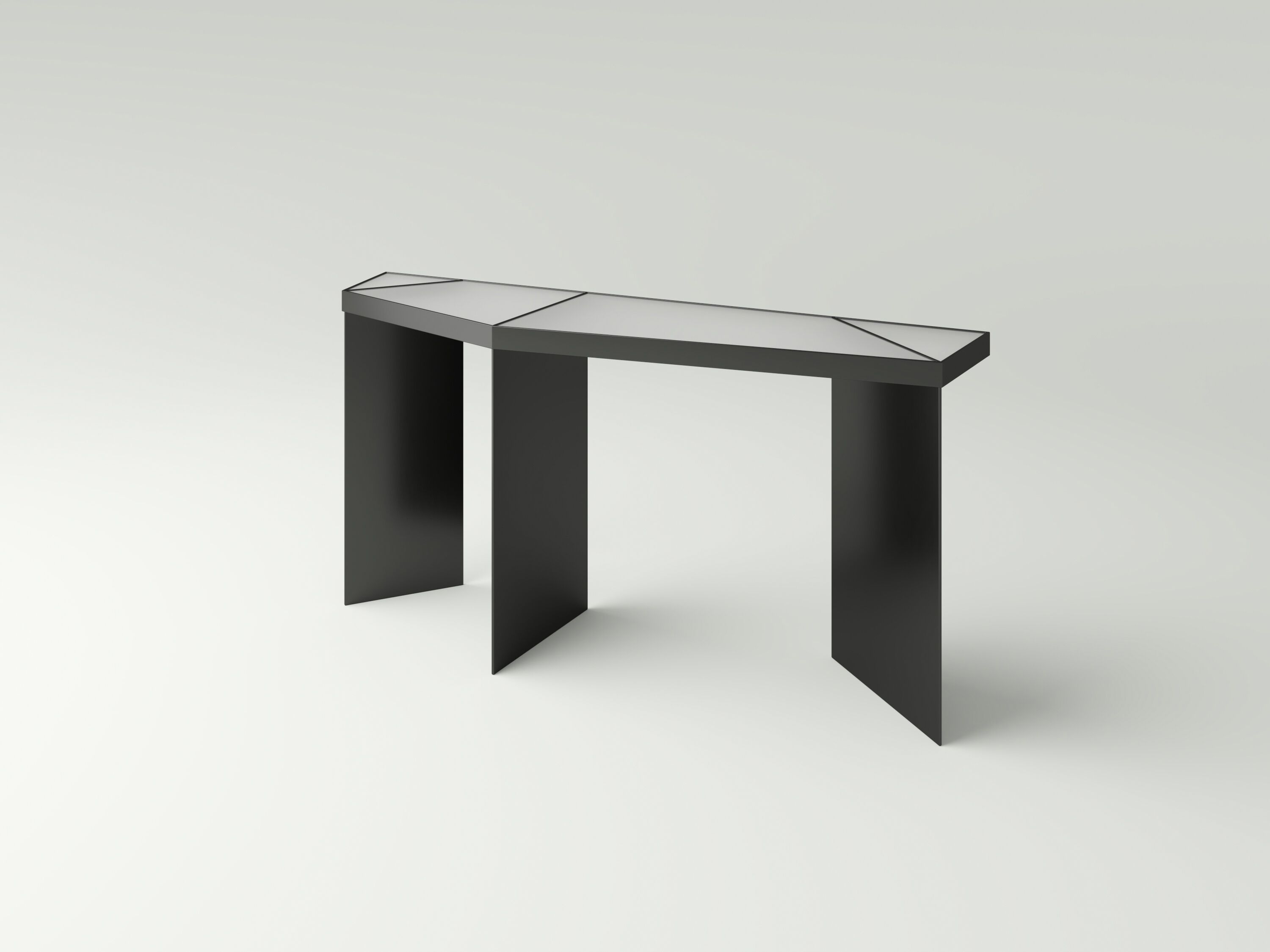 Металлическая консоль с атласной стеклянной столешницей NITZAN HOME RAY ARCH-00040941