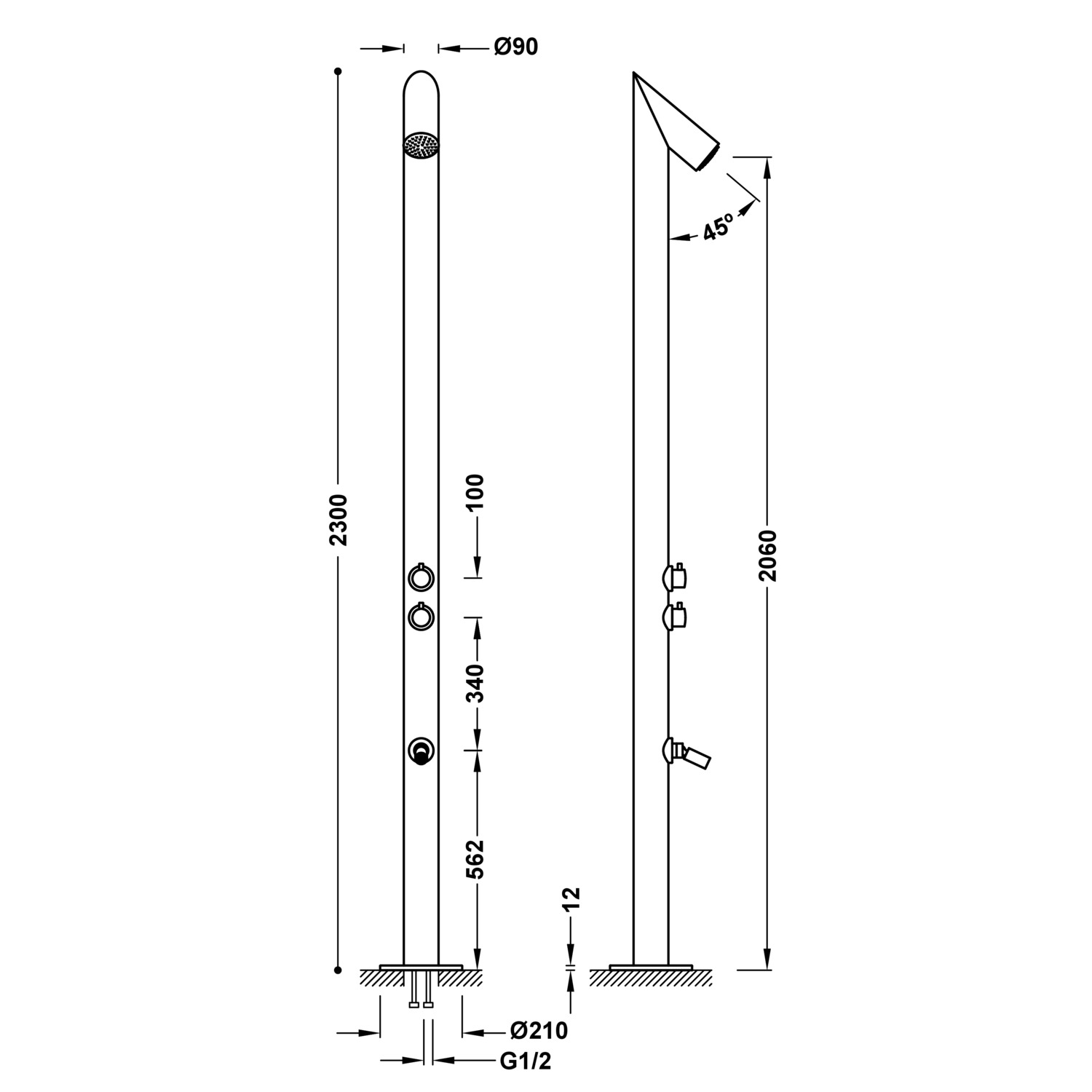ДУШЕВАЯ колонка для сада или бассейна из нержавеющей стали 316-13499501 TRES Outdoor - Вид №1