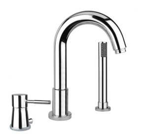 44CR5155 Santan Ravenna, однорычажный смеситель на борт ванны на 3 отверстия с ручным душем, цвет хром