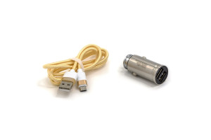17274570 Автомобильное зарядное устройство 2хUSB-А, 2.4 А, кабель BL-695 AM-microBM, серебро 23750-YL-823Sm BYZ